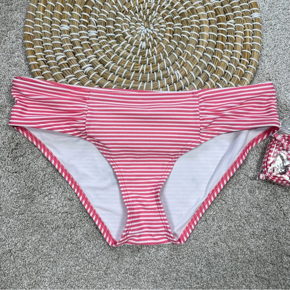 Aerie Stripes Molded Cup Push Up Bikini Bandeau 34A & Hipster Bottom Pink M - Picture 3 of 11
